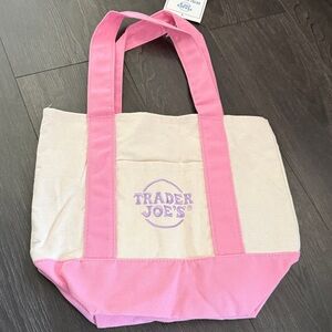 Trader Joe's Pink and Cream Tote Bag